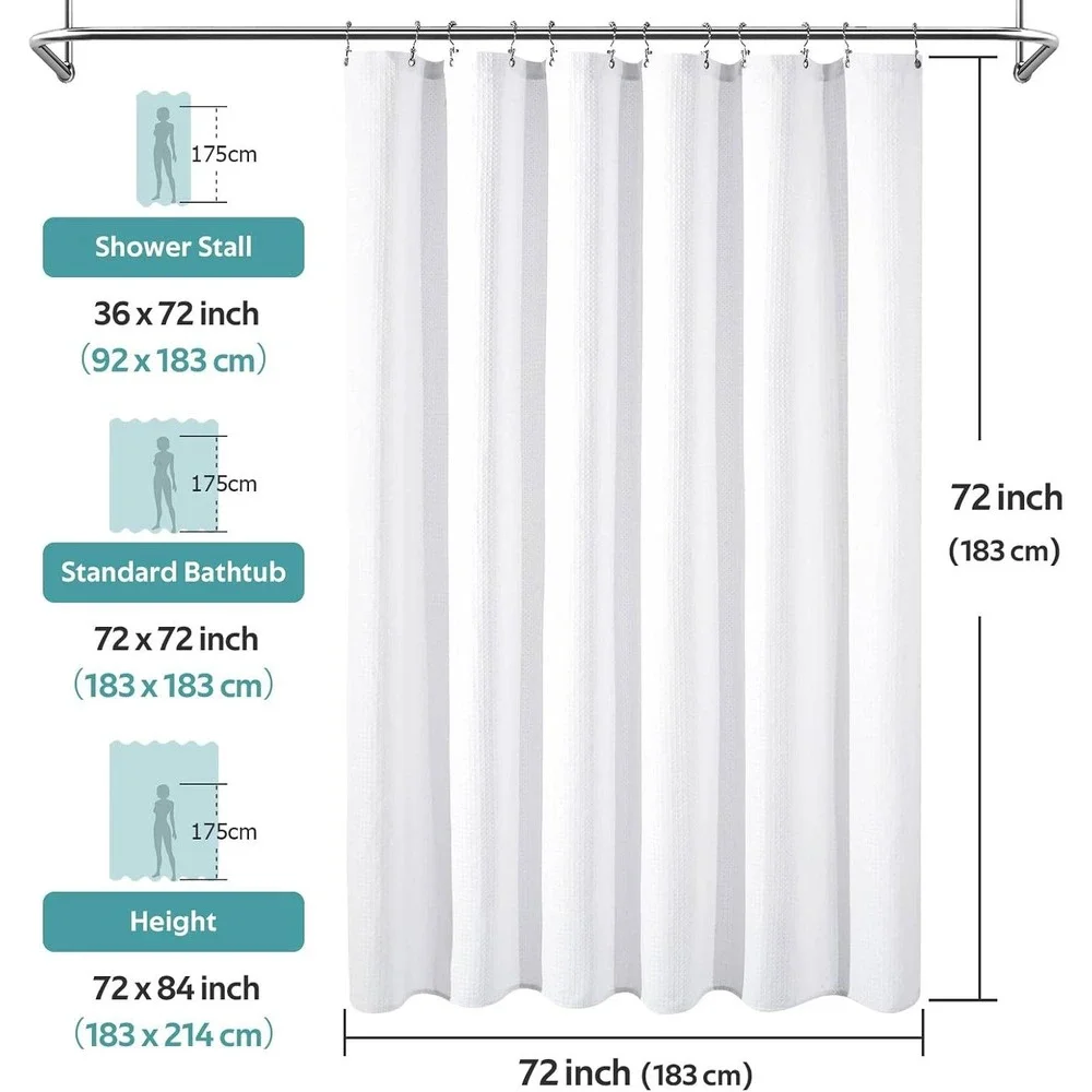Vipfree 3 in 1 Shower Curtain Set White 72